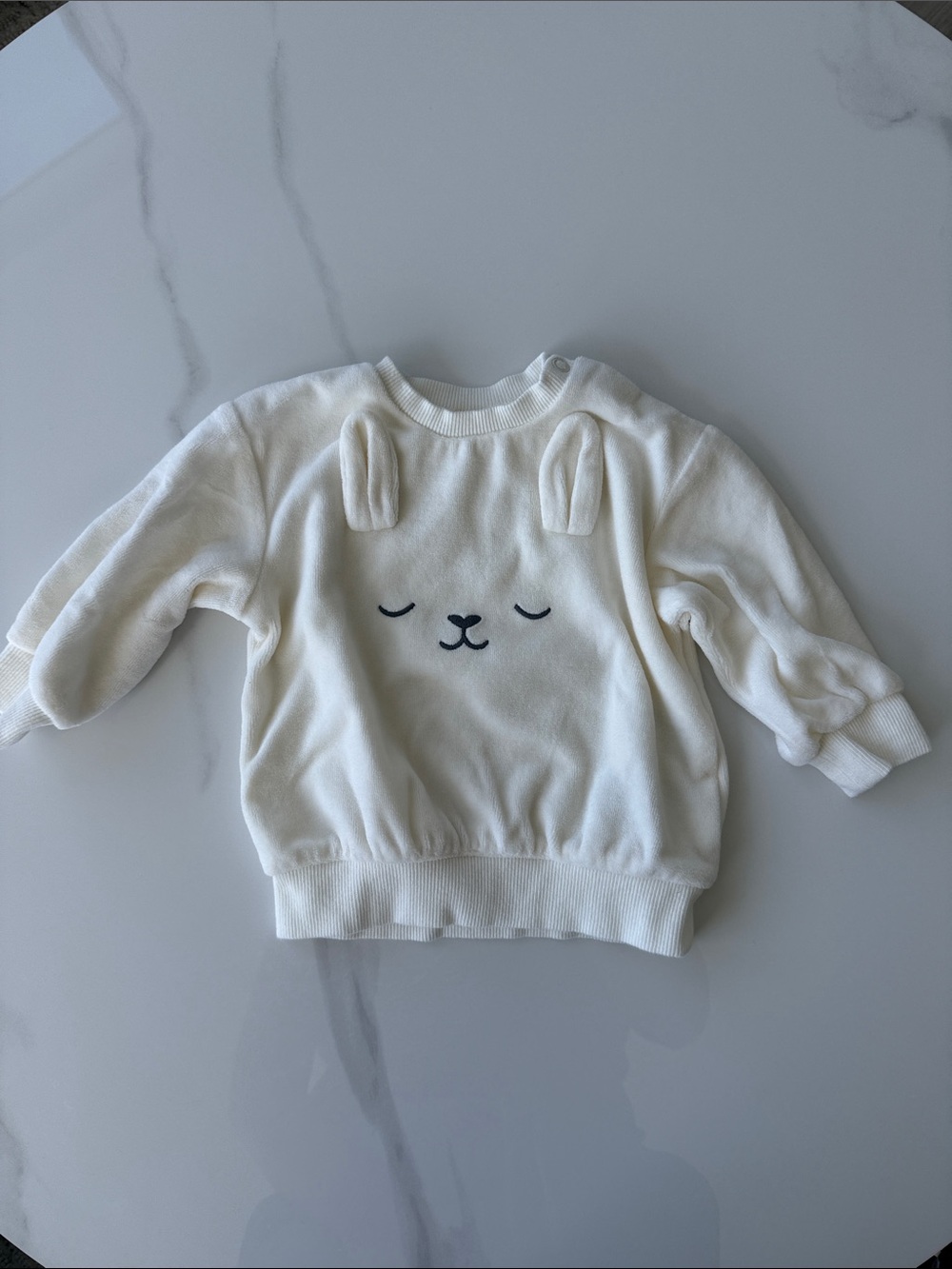 H&M Cream Baby Sweatshirt with Embroidered Face and Ear Details